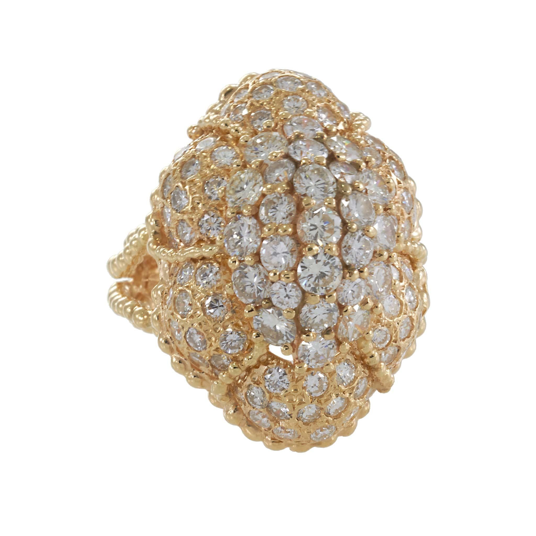 1970s Vintage Diamond Dome Cocktail Ring in 14KT Yellow Gold