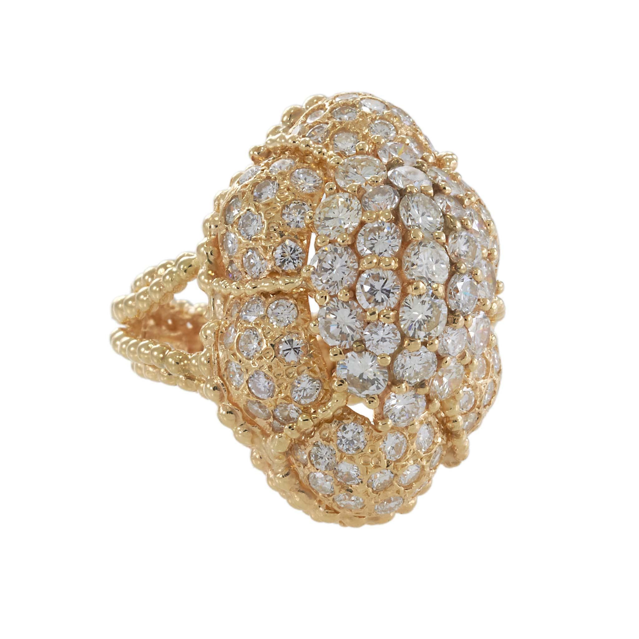 1970s Vintage Diamond Dome Cocktail Ring in 14KT Yellow Gold