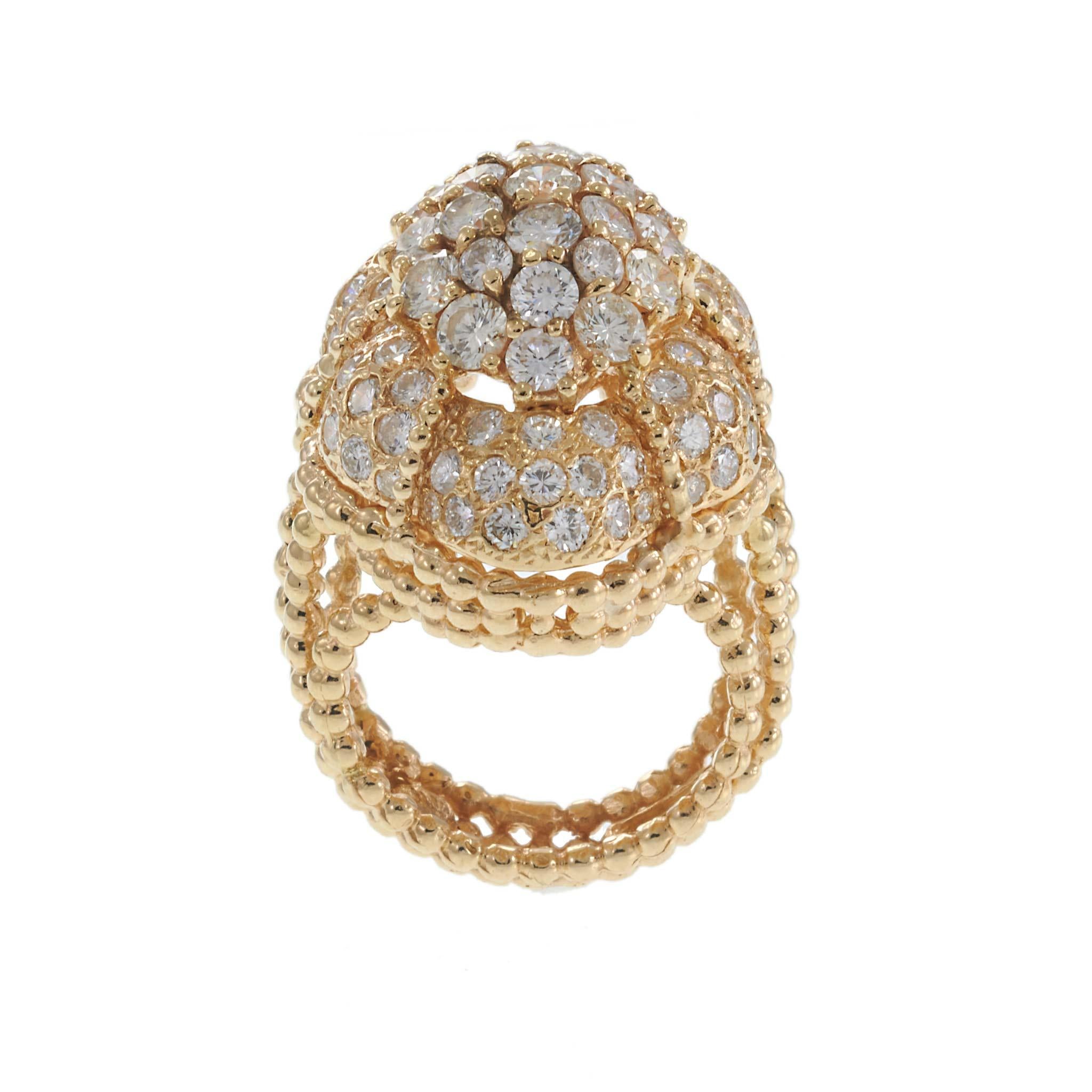 1970s Vintage Diamond Dome Cocktail Ring in 14KT Yellow Gold