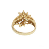 Vintage 1970s 18KT Yellow Gold 1.00CT-TW Marquise Diamond Cluster Ring