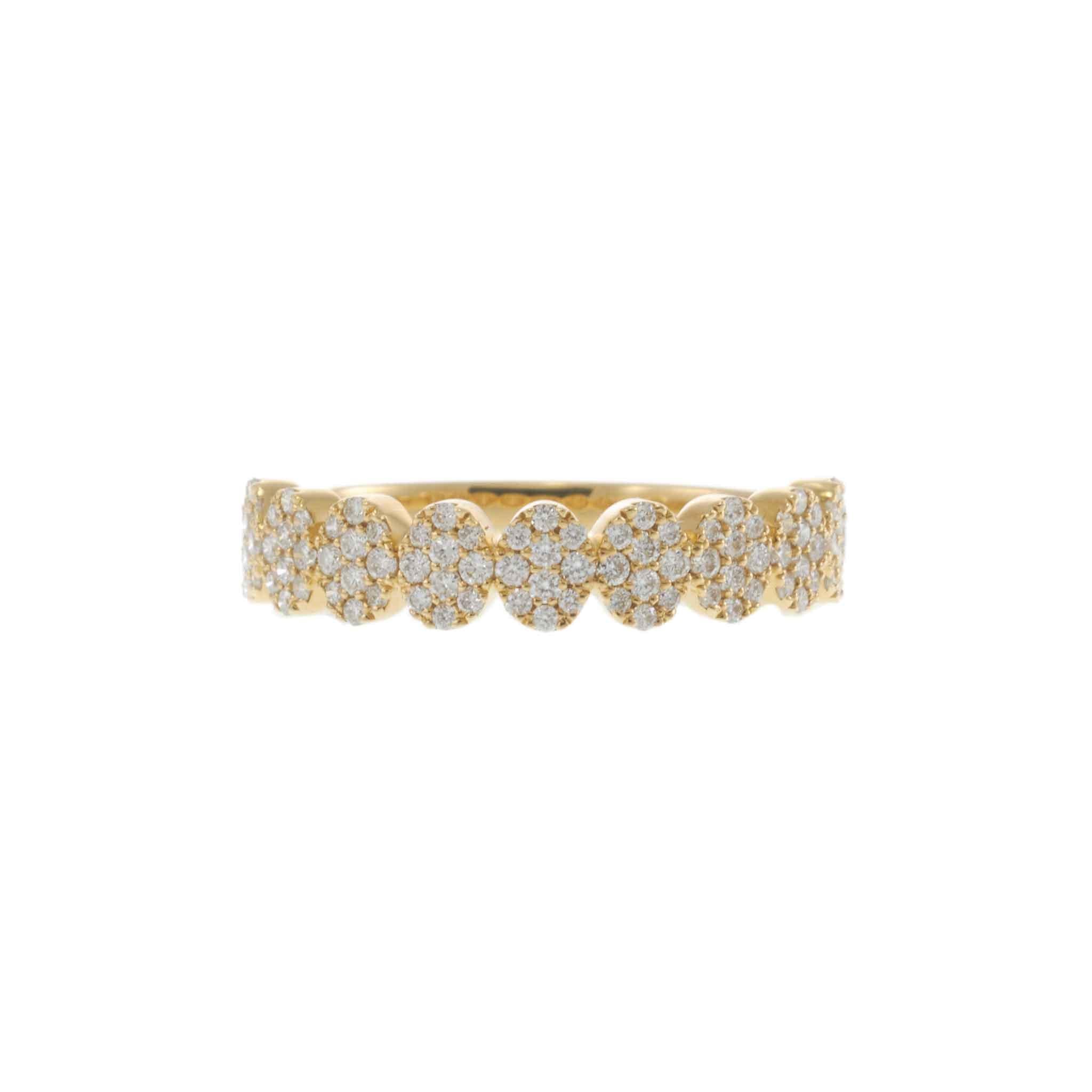 18KT Yellow Gold Pave Diamond Ovals Design Ring