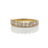 18KT Yellow Gold Round and Baguette Diamond Fancy Design Ring