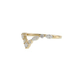 18KT Yellow Gold Alternating Round and Marquise Diamond V Shape Ring