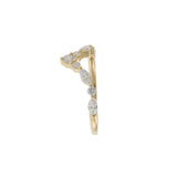 18KT Yellow Gold Alternating Round and Marquise Diamond V Shape Ring
