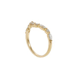 18KT Yellow Gold Alternating Round and Marquise Diamond V Shape Ring