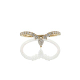 18KT Yellow Gold Pear and Round Diamond V Shape Ring