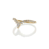 18KT Yellow Gold Pear and Round Diamond V Shape Ring