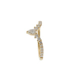 18KT Yellow Gold Pear and Round Diamond V Shape Ring