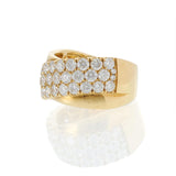 18KT Yellow Gold Three-Row Pavé Diamond Crossover Band Ring