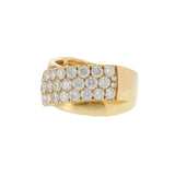 18KT Yellow Gold Three-Row Pavé Diamond Crossover Band Ring