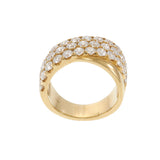 18KT Yellow Gold Three-Row Pavé Diamond Crossover Band Ring