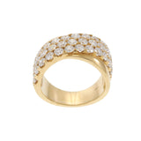 18KT Yellow Gold Three-Row Pavé Diamond Crossover Band Ring