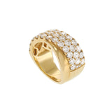 18KT Yellow Gold Three-Row Pavé Diamond Crossover Band Ring