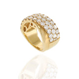 18KT Yellow Gold Three-Row Pavé Diamond Crossover Band Ring