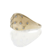 14KT Yellow Gold Diamond Scattered Teardrop Bezel Dome Ring