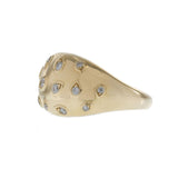 14KT Yellow Gold Diamond Scattered Teardrop Bezel Dome Ring