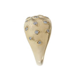 14KT Yellow Gold Diamond Scattered Teardrop Bezel Dome Ring