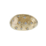 14KT Yellow Gold Diamond Scattered Teardrop Bezel Dome Ring