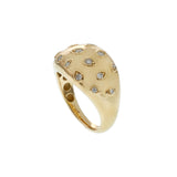 14KT Yellow Gold Diamond Scattered Teardrop Bezel Dome Ring