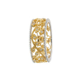 18KT Two-Tone Floral Filigree Diamond Band Ring