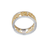 18KT Two-Tone Floral Filigree Diamond Band Ring