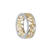 18KT Two-Tone Floral Filigree Diamond Band Ring