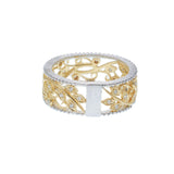 18KT Two-Tone Floral Filigree Diamond Band Ring