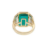 14KT Yellow Gold Lab Grown Emerald and Trapezoid Diamond Cocktail Ring