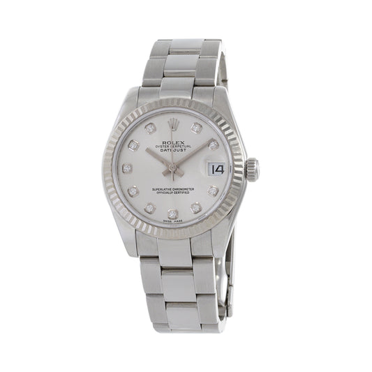 Rolex Datejust 31 Stainless Steel and 18K White Gold with Factory Applied Diamonds