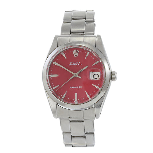 Vintage 1978 Rolex Oysterdate Reference 6694 Custom Red Dial Automatic Watch