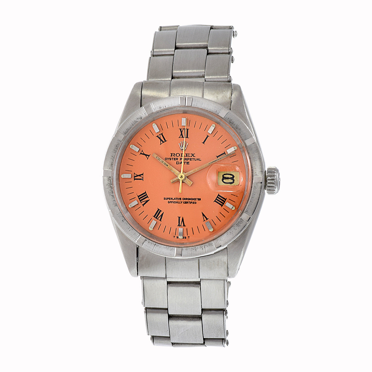 Vintage 1969 Rolex Oyster Perpetual Date Reference 1501 Custom Orange Dial Automatic Watch