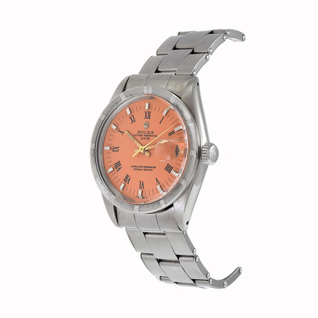 Vintage 1965 Rolex Oyster Perpetual Date Reference 1501 Custom Orange Dial Automatic Watch