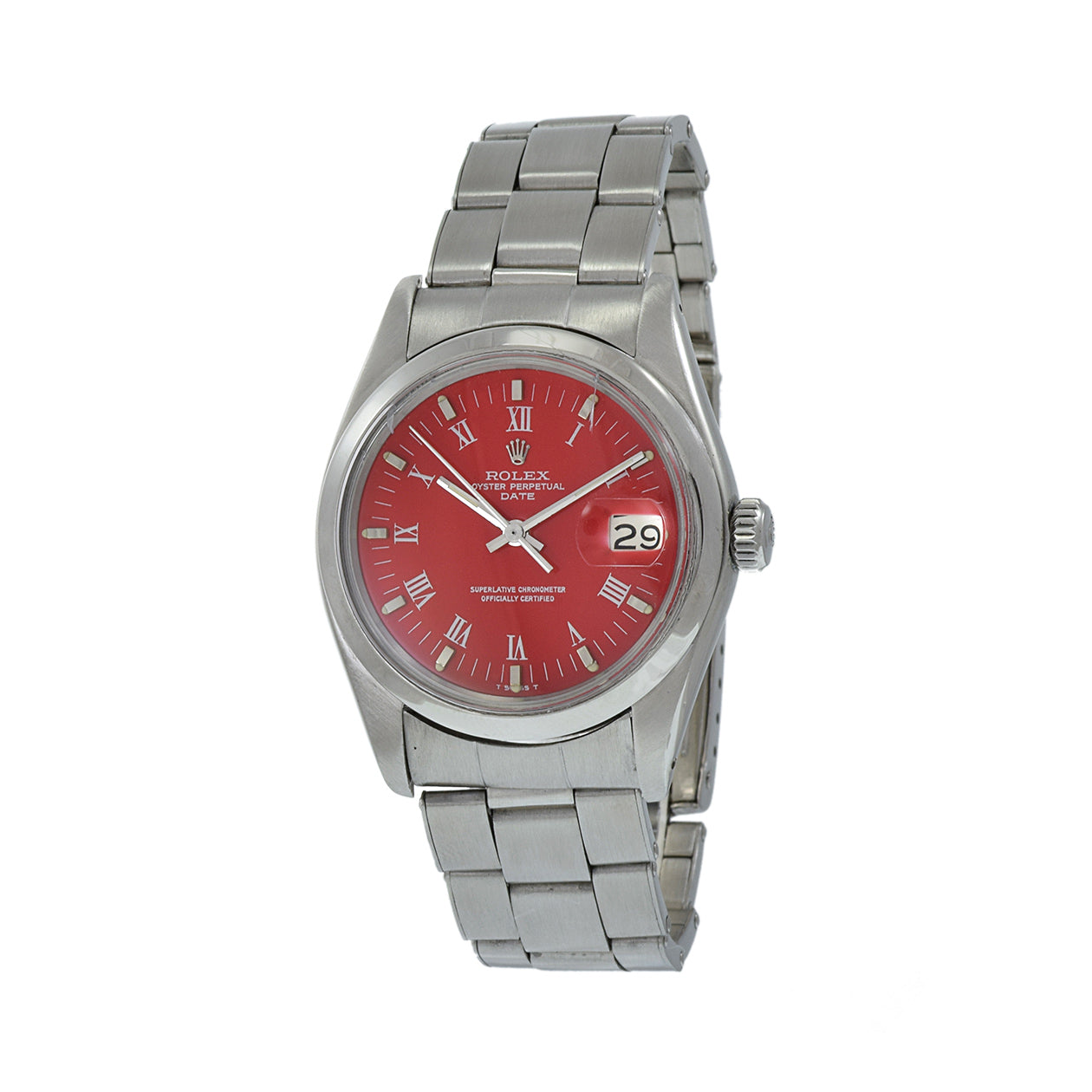 Vintage 1977 Rolex Date Reference 1500 Custom Red Dial Automatic Watch