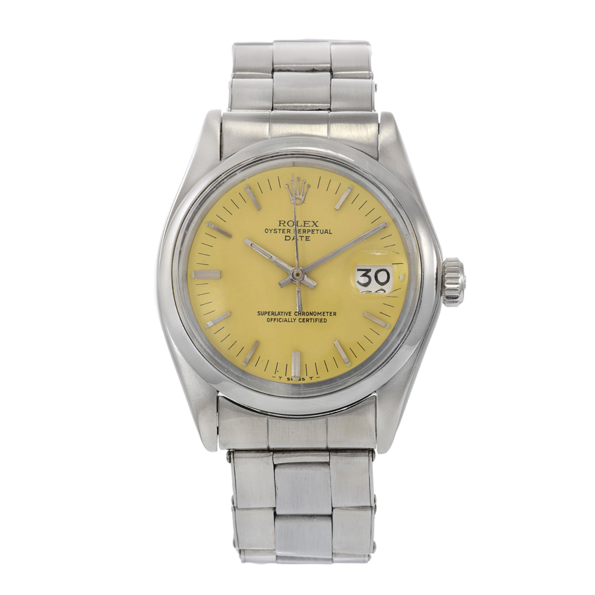 Vintage 1973 Rolex Date Reference 1500 Custom Yellow Dial Automatic Watch