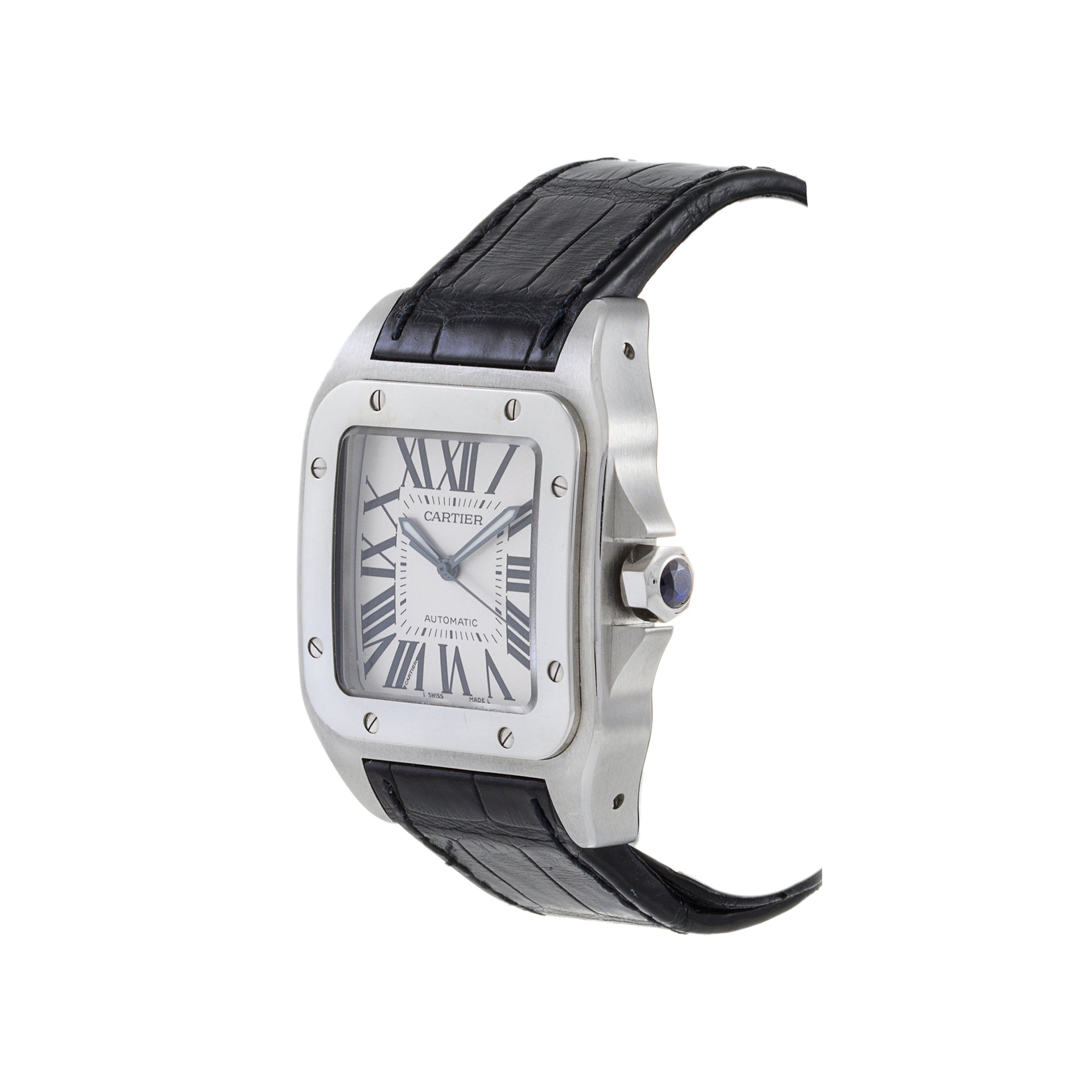 Cartier Santos 100 XL Steel White Roman Dial Automatic Watch W20073X8