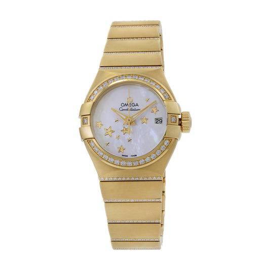 Omega Constellation 18K Yellow Gold Mother of Pearl Dial Diamond Bezel