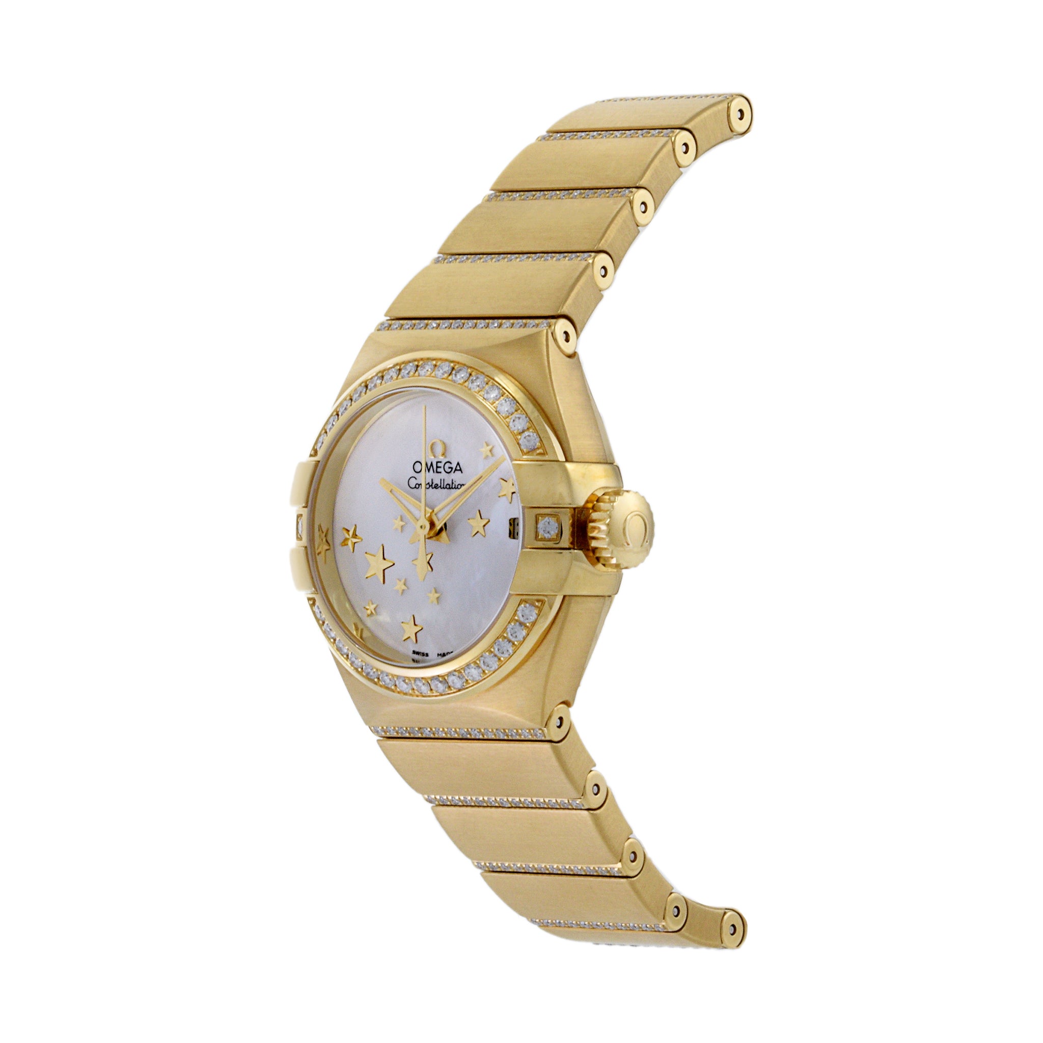 Omega Constellation 18K Yellow Gold Mother of Pearl Dial Diamond Bezel