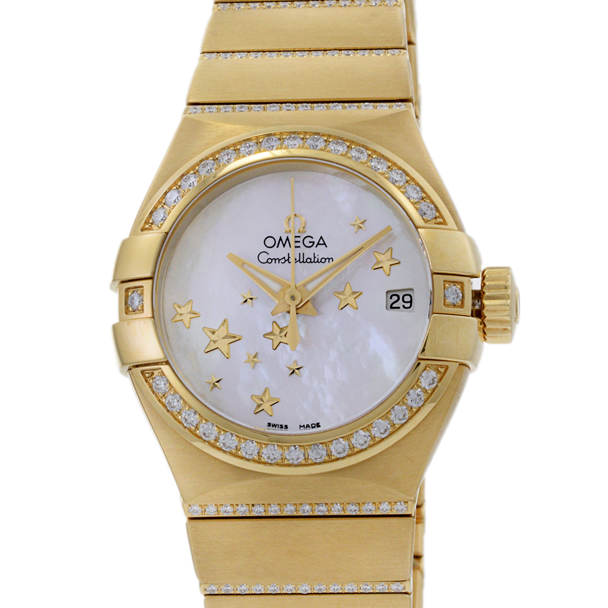 Omega Constellation 18K Yellow Gold Mother of Pearl Dial Diamond Bezel