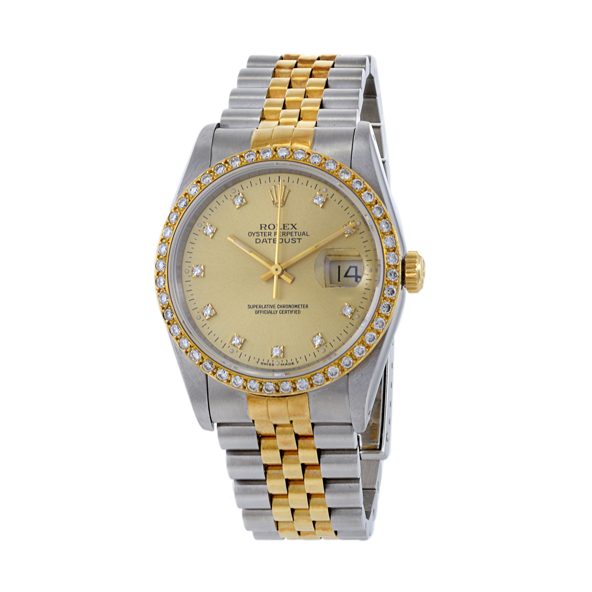 Rolex Datejust 36 reference 16233 Diamond Bezel and Markers Steel and 18K Yellow Gold