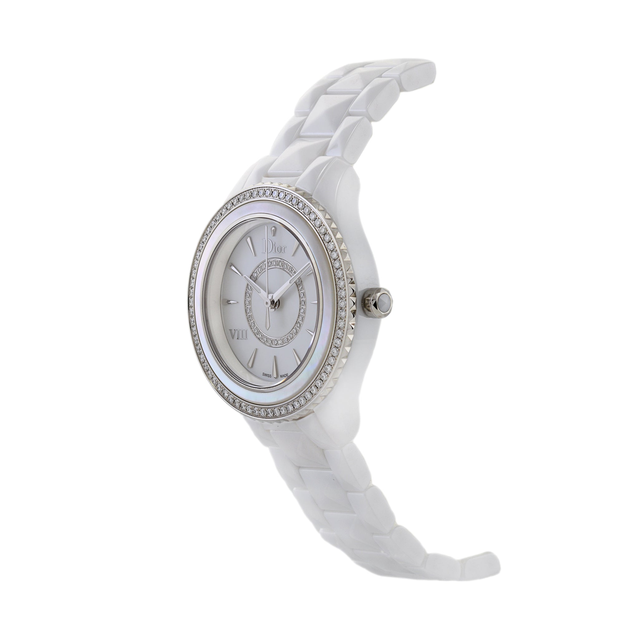 Dior Viii White Ceramic Mother of Pearl and Diamond Watch Reference CD1231E4C001