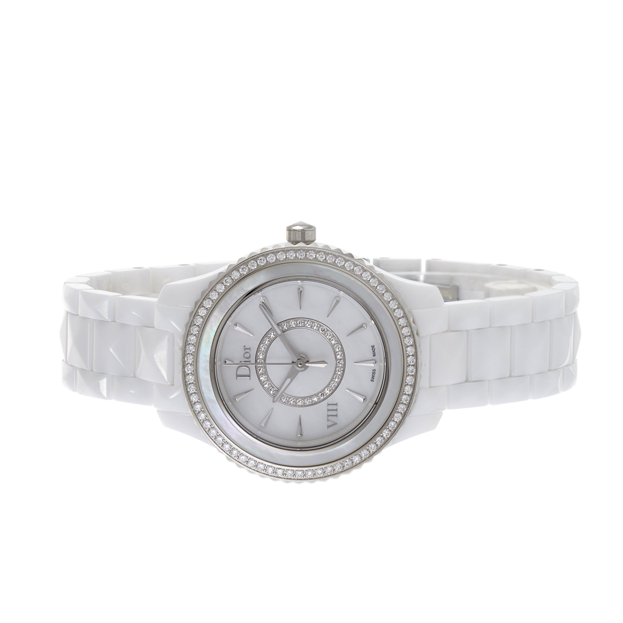 Dior Viii White Ceramic Mother of Pearl and Diamond Watch Reference CD1231E4C001