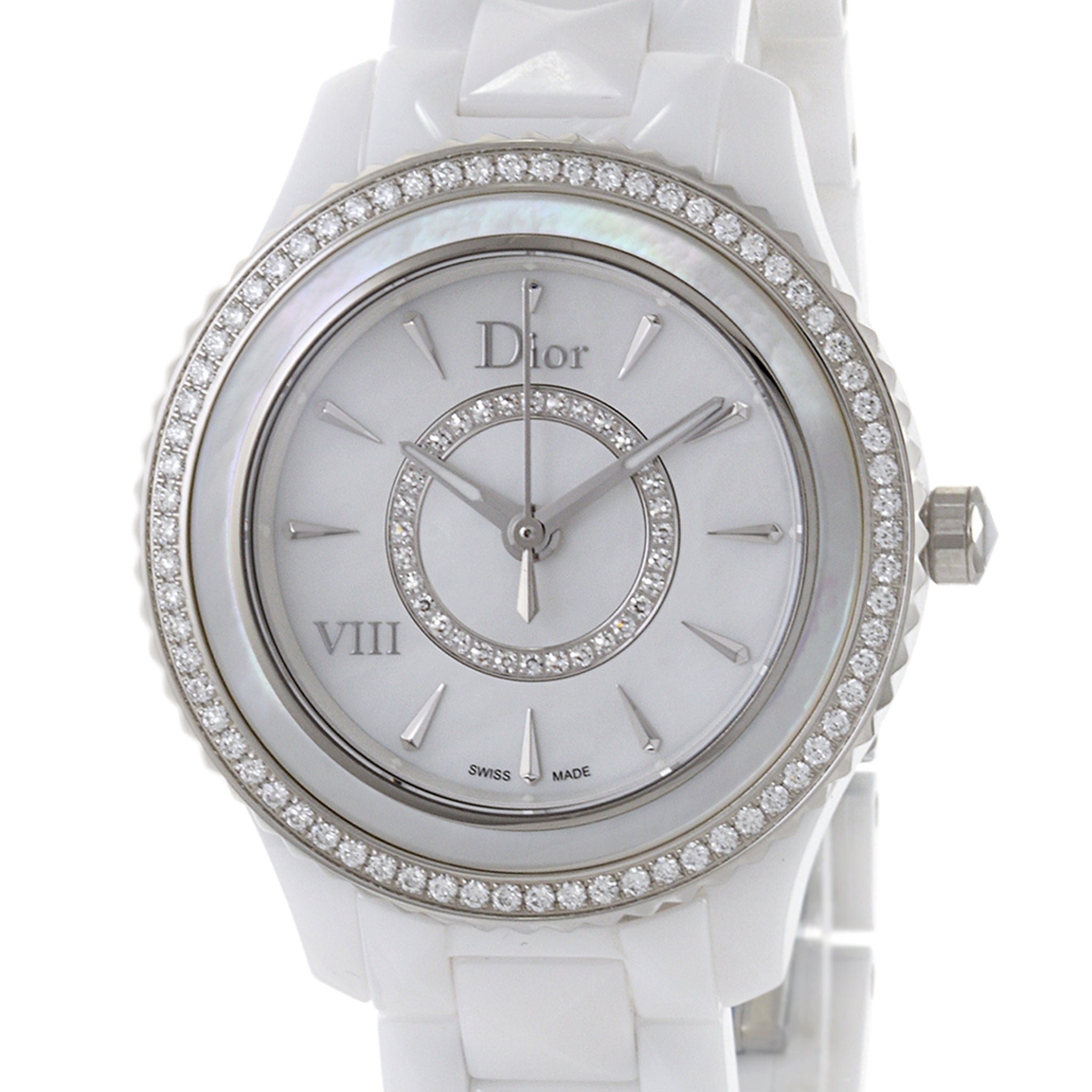 Dior Viii White Ceramic Mother of Pearl and Diamond Watch Reference CD1231E4C001
