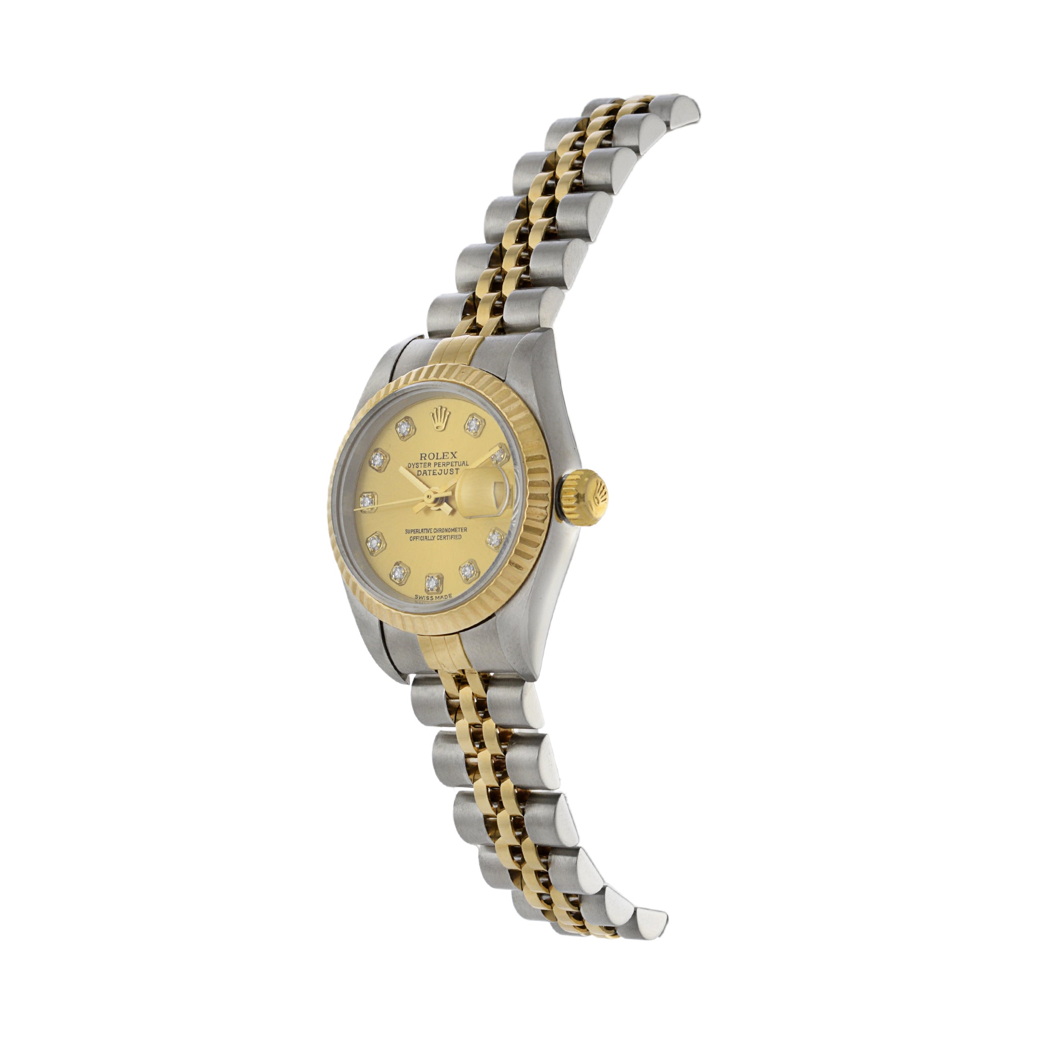 Rolex Lady Datejust Two Tone Factory Applied Diamond Dial Watch