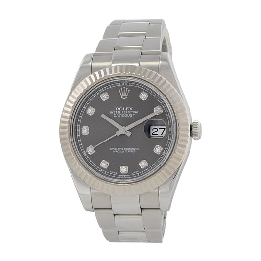 Rolex Datejust 41mm Reference 116334 With Factory Set Diamond Hour Indices