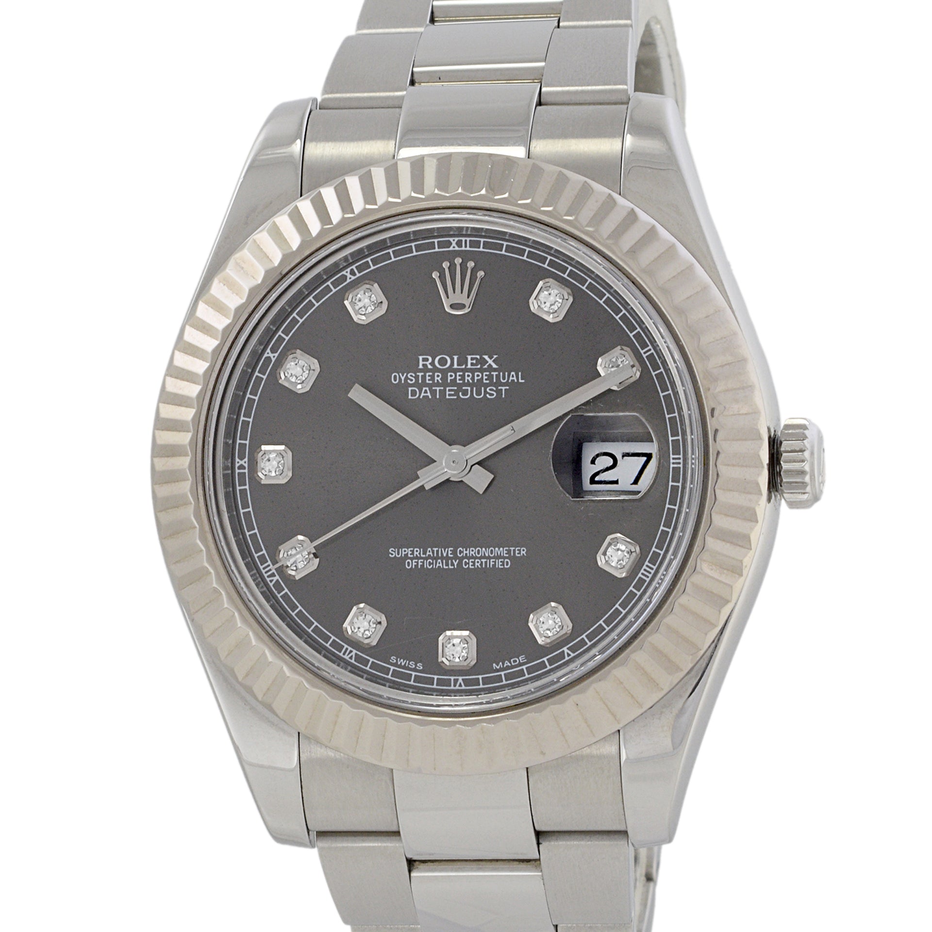 Rolex Datejust 41mm Reference 116334 With Factory Set Diamond Hour Indices