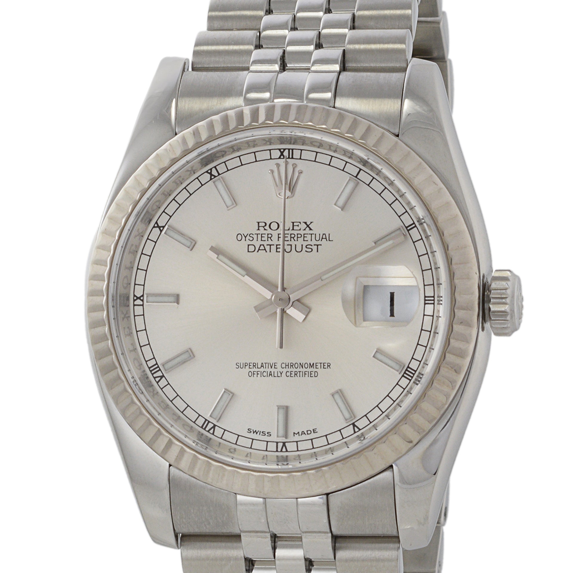 Rolex Datejust Reference 116234 36mm Stainless Steel and 18K White Gold Bezel