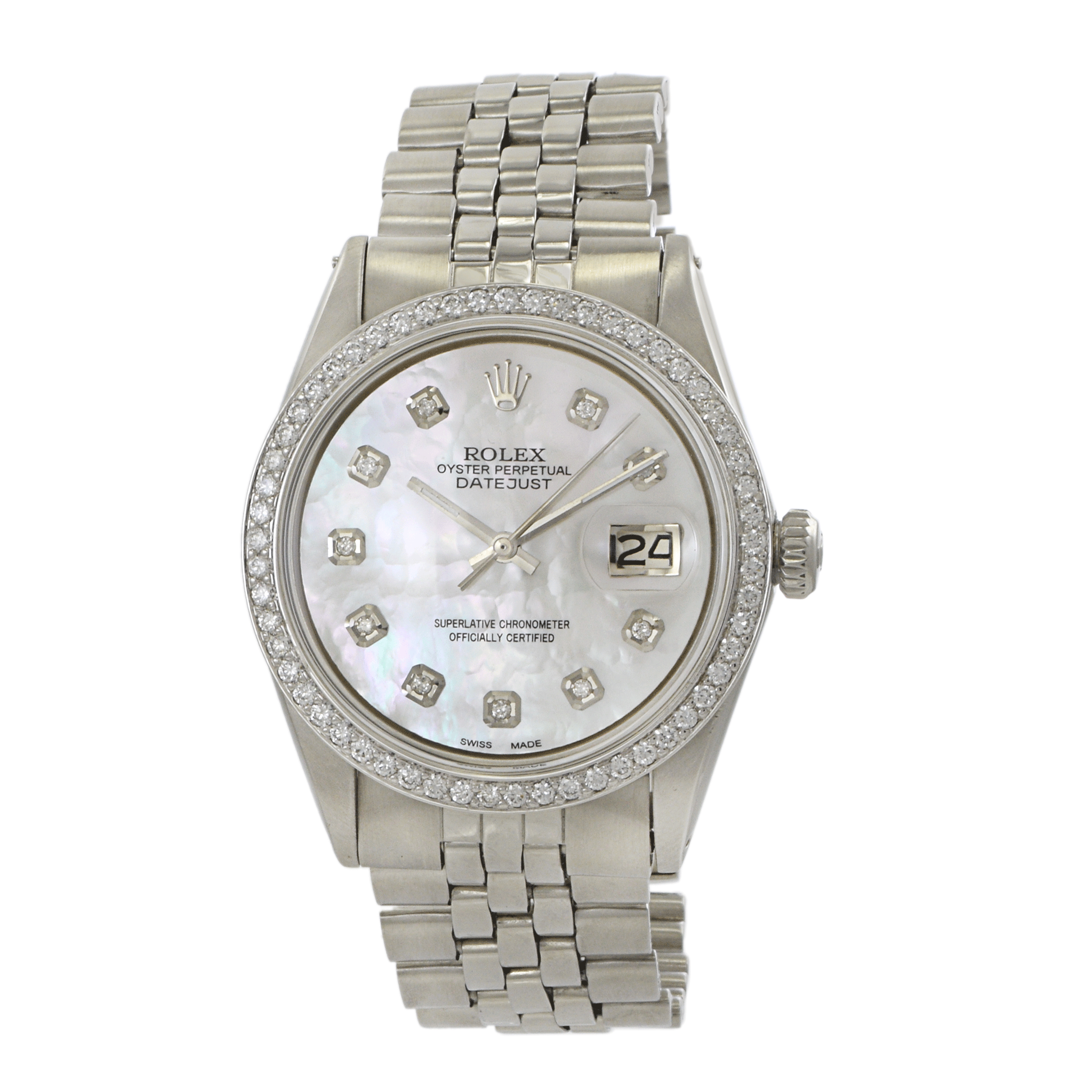 Rolex Datejust 36mm 1603 Custom Mother Of Pearl Diamond Dial and Bezel