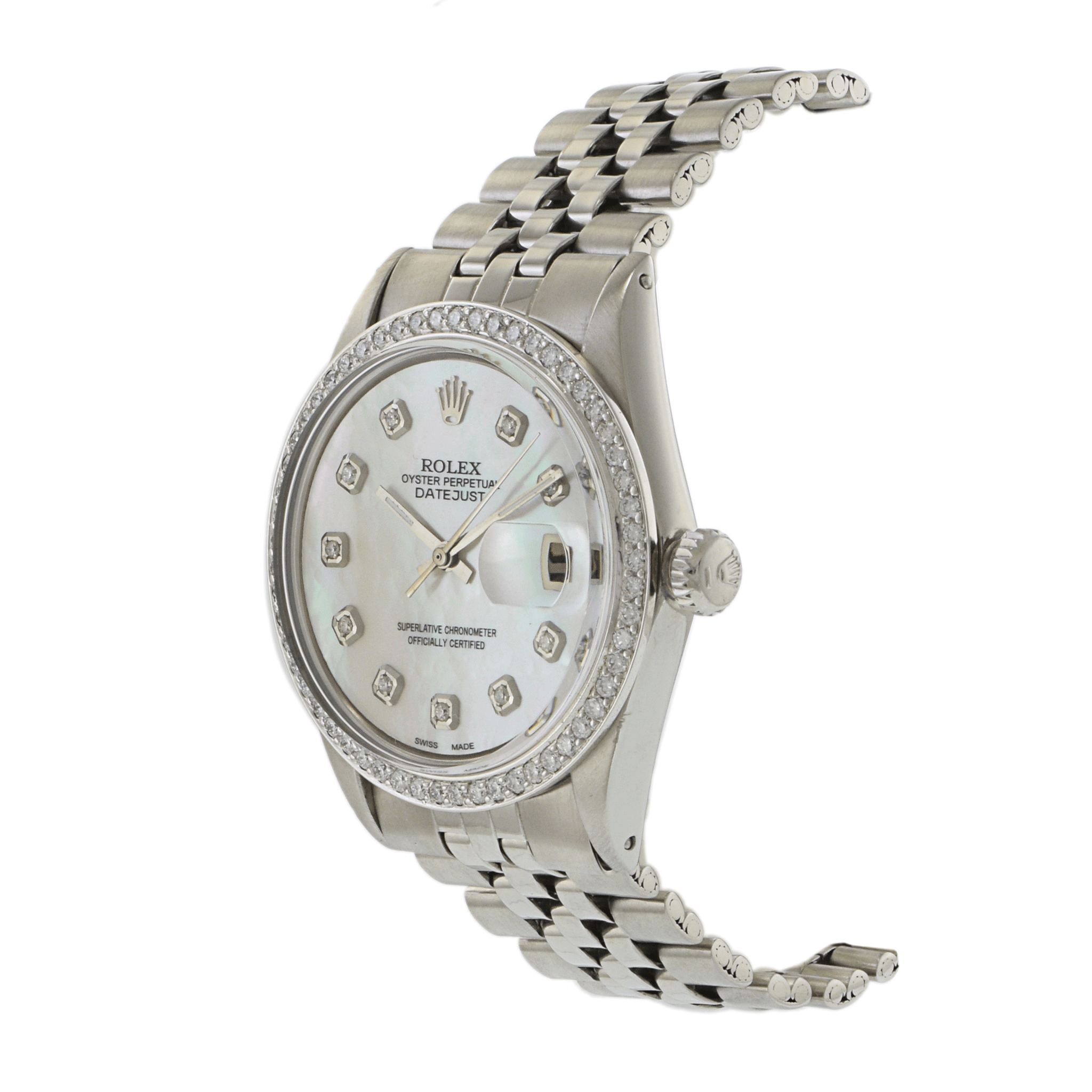 Rolex Datejust 36mm 1603 Custom Mother Of Pearl Diamond Dial and Bezel