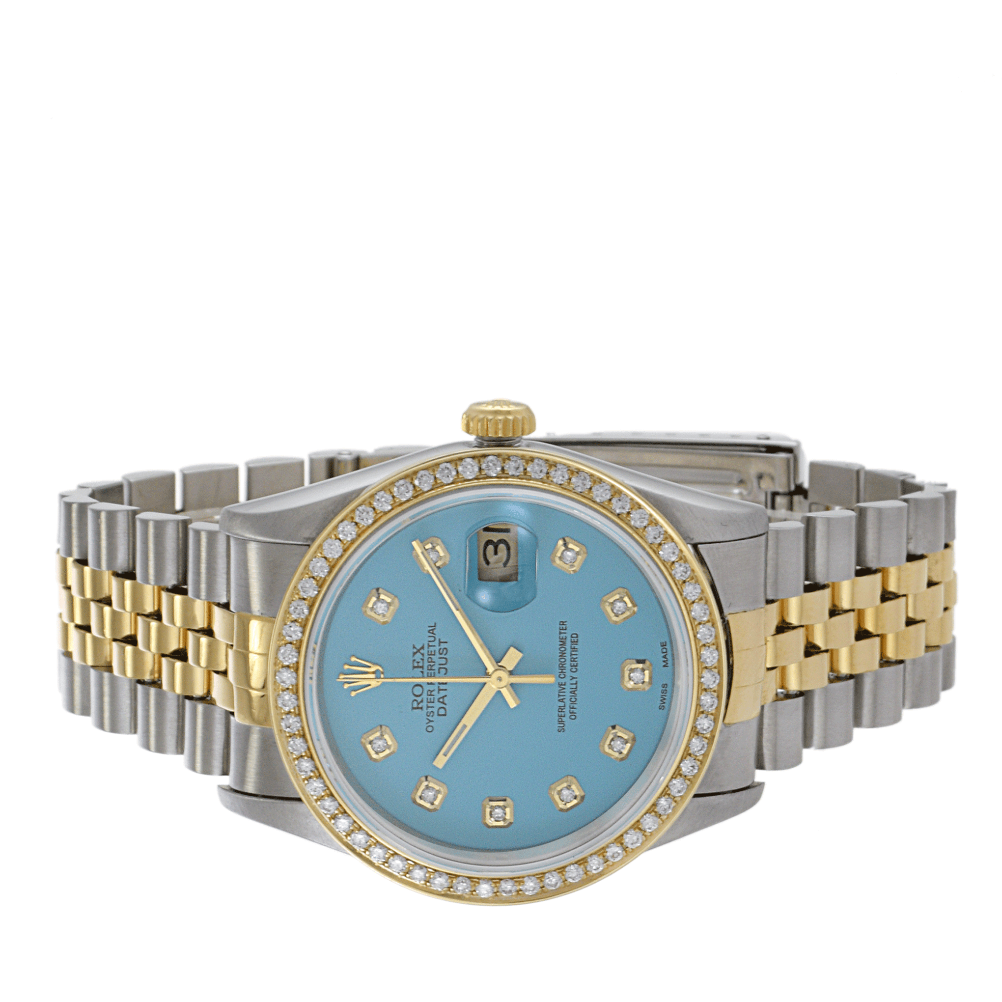 Rolex Datejust 36mm 16233 Custom Turquoise Dial with Diamond Features