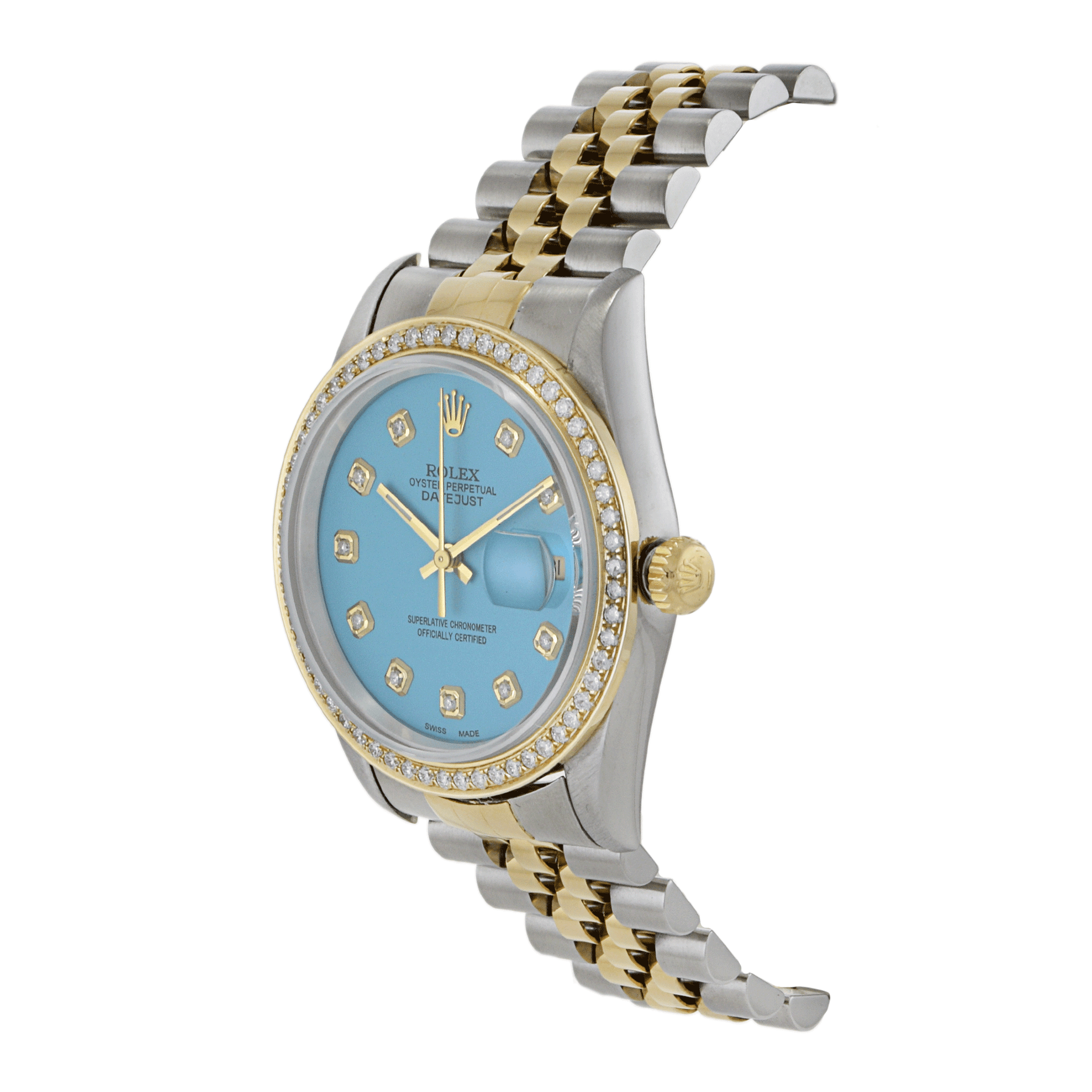 Rolex Datejust 36mm 16233 Custom Turquoise Dial with Diamond Features